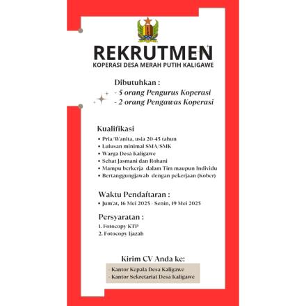 REKRUTMEN KOPERASI DESA MERAH PUTIH KALIGAWE